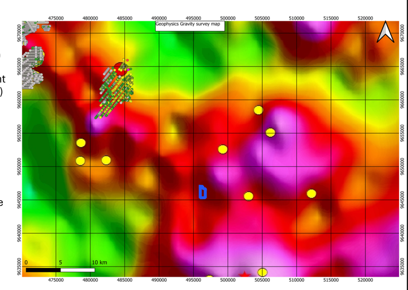 Bouguer gravity survey map