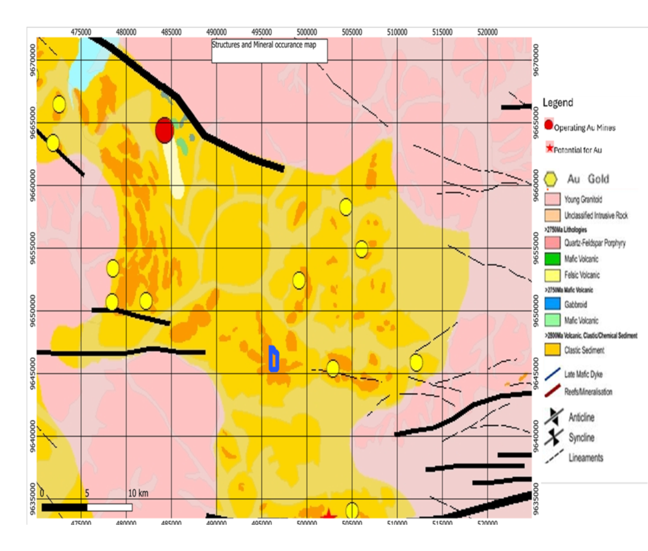 Regional infrastructure and mineral occurrence map
