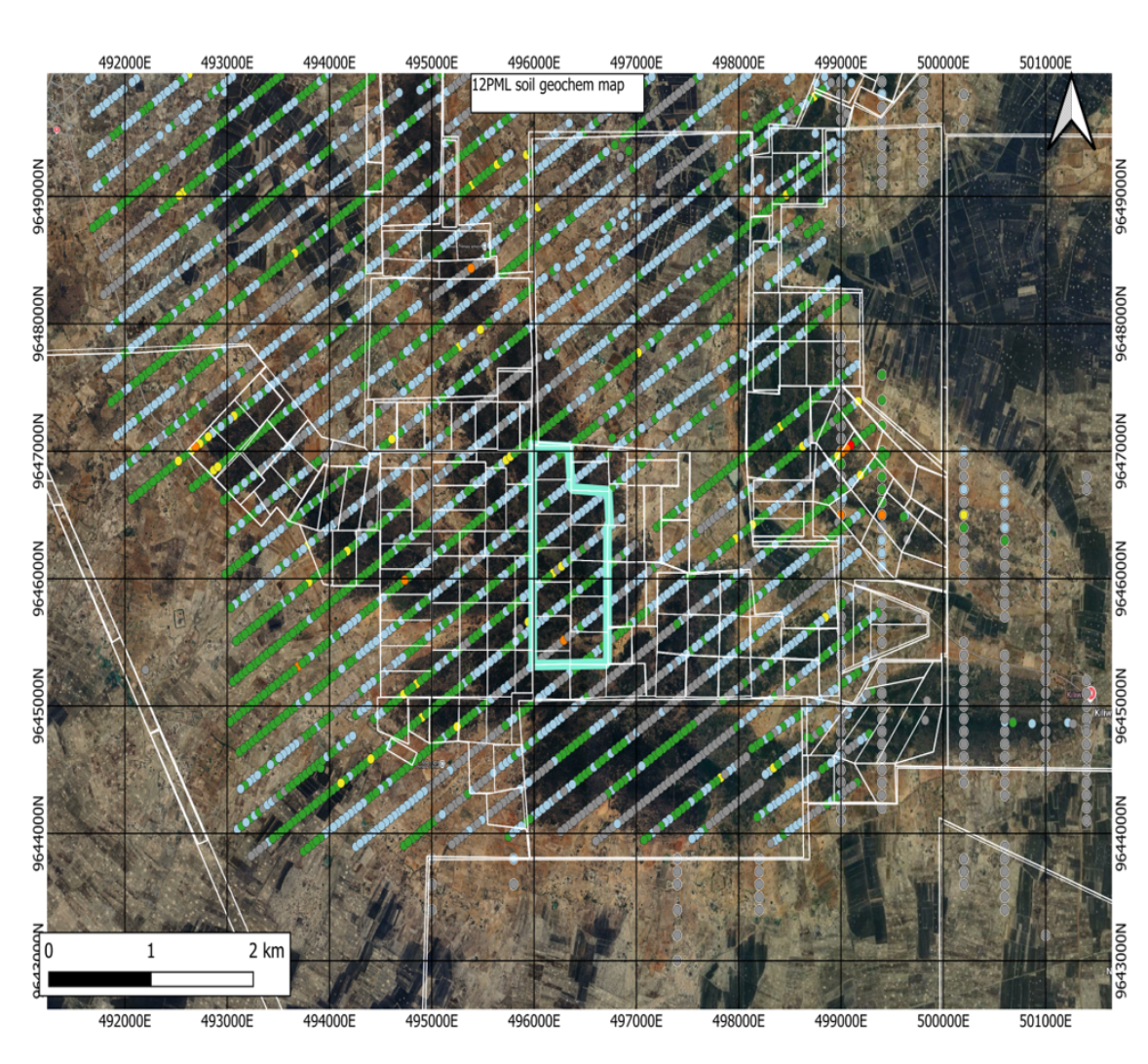 Soil geochemistry and assay results map